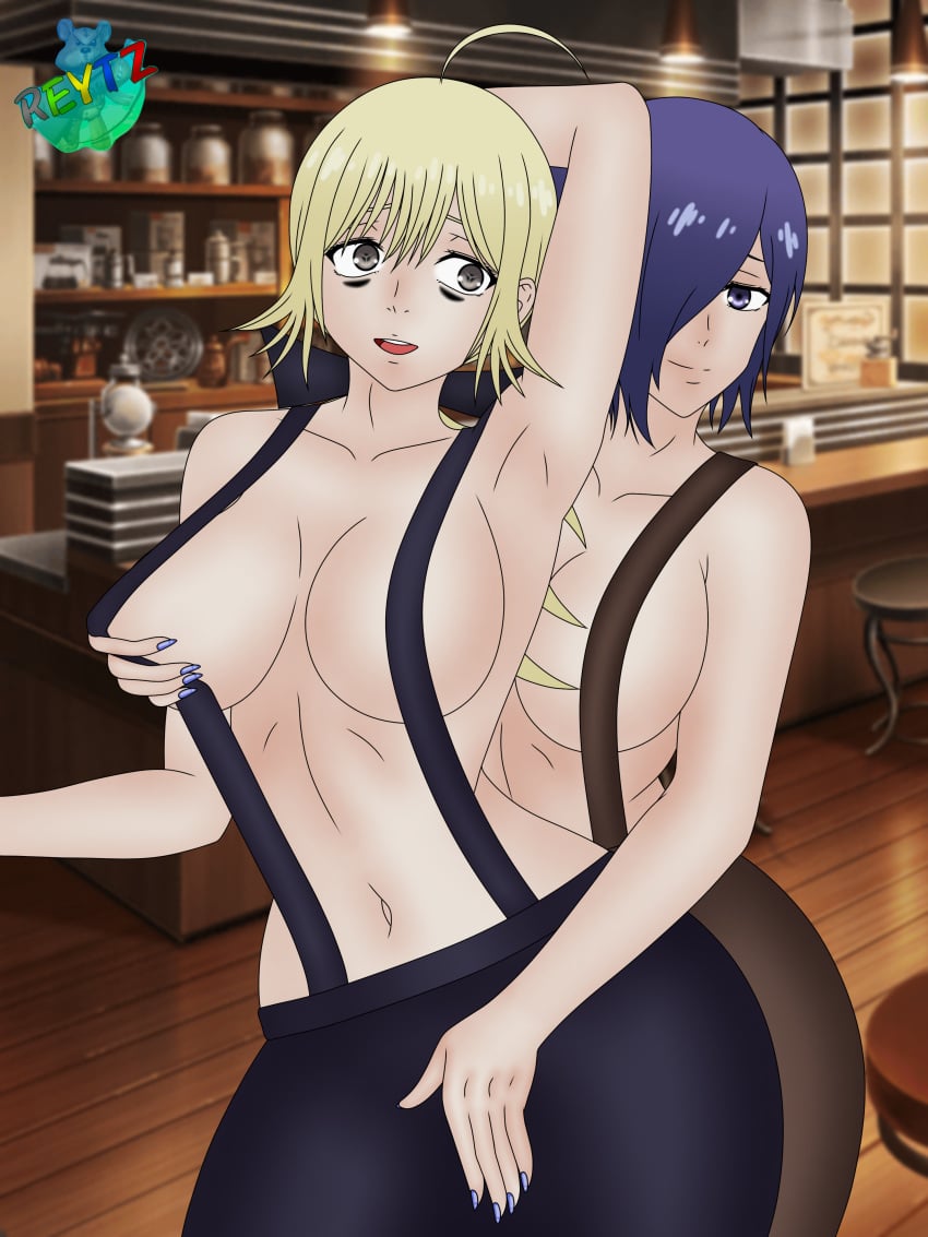 2girls choujin_x female female_only kirishima_touka multiple_girls palma_shishinegura reytz tokyo_ghoul