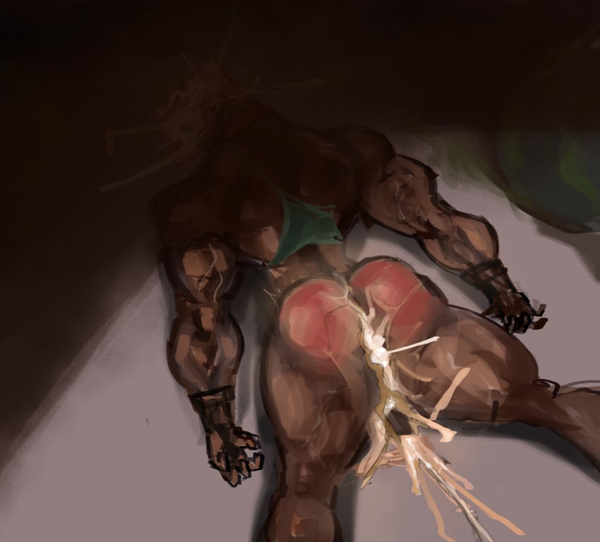 adaikki alley bara big_ass big_butt big_muscles big_thighs blonde_hair blonde_hair blonde_hair_male blonde_male broken broken_rape_victim cum_drip cum_in_ass fucked_from_behind fucked_into_submission fucked_senseless lying_on_ground male male_only rape raped red_ass