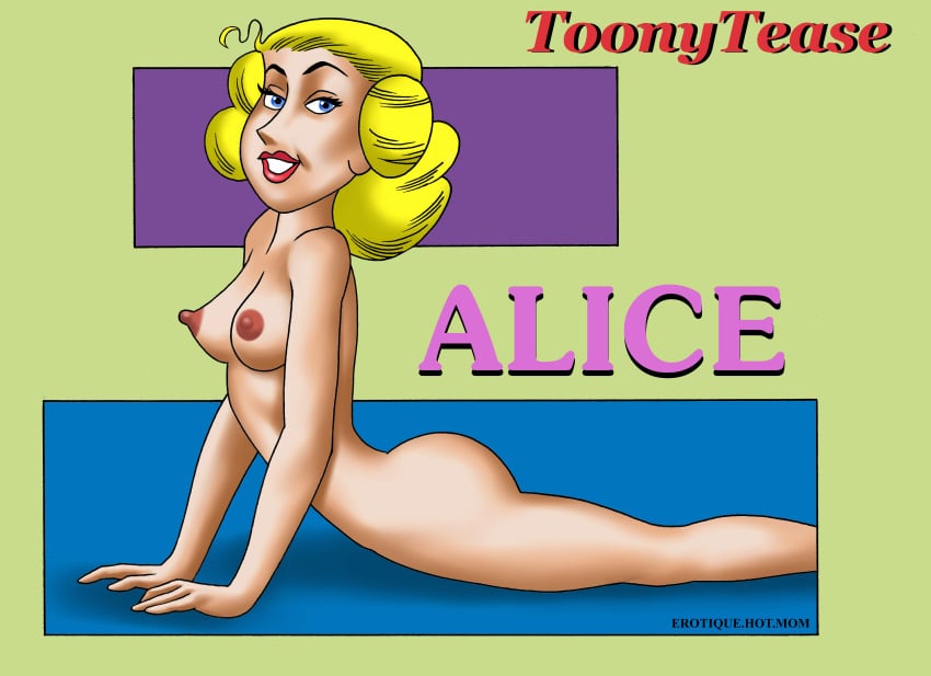 alice_mitchell blonde_hair blue_eyes dennis_the_menace female large_breasts lying nude short_hair solo toonytease