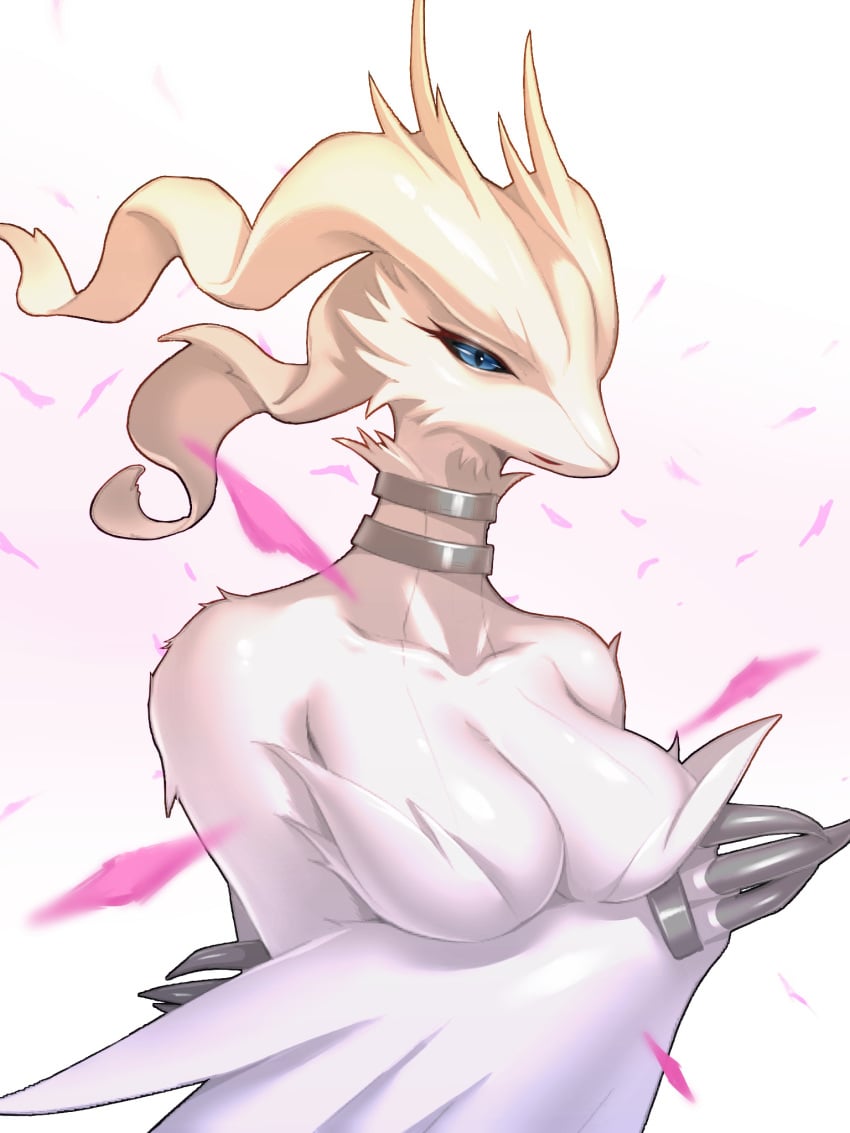 1girls 2024 anthro arms_under_breasts awkwa black_sclera blue_eyes breasts cleavage female female_only generation_5_pokemon hi_res legendary_pokemon mammal nintendo pokemon pokemon_(species) reshiram solo three-quarter_portrait