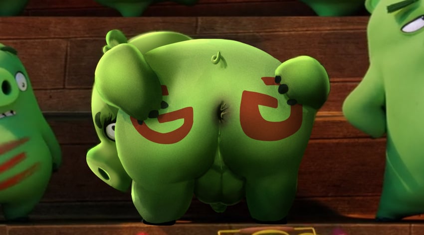 3d anal angry_birds anonymous_artist anthro anus artist_request ass balls big_balls big_butt clothing columbia_pictures digital_media_(artwork) domestic_pig edit erection gay genitals green_balls green_body green_penis green_perineum green_skin hi_res male male/male male_only mammal nude penis perineum pig_(angry_birds) rovio rovio_animation rovio_entertainment screencap screenshot_edit sega sex simple_background solo sony suid suina sus_(pig) the_angry_birds_movie video_games