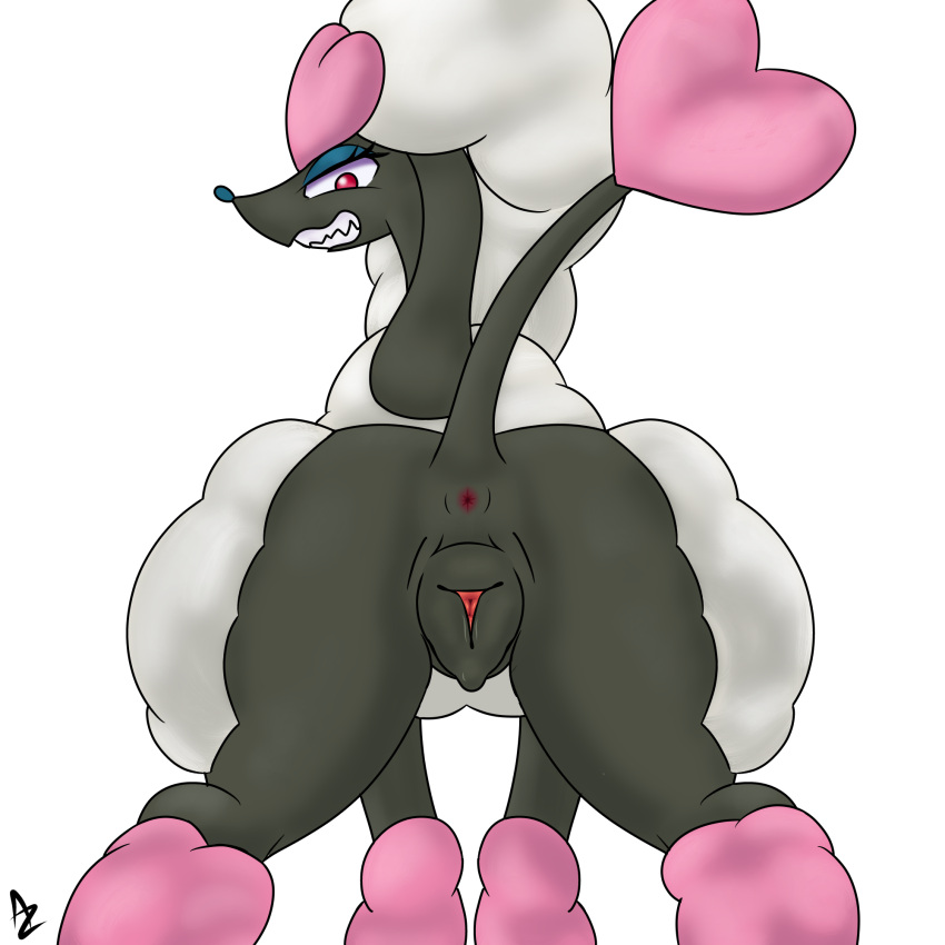 1:1 alexzozaya animal_genitalia animal_pussy anus ass canine_pussy female feral furfrou genitals heart_trim_furfrou hi_res looking_at_viewer nintendo pokémon_(species) pokemon pussy raised_tail rear_view solo video_games