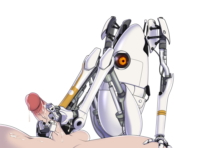 1_eye 1boy 1other 2020 absurd_res ai_core_(portal) ambiguous_focus ambiguous_gender animatronic balls ballsack cum cum_drip cum_on_feet cum_on_penis dripping duo dzk erection faceless_character faceless_human foot_fetish foot_play footjob foreskin foreskin_folds genitals glans hi_res human human_on_humanoid humanoid intact interspecies machine male male/ambiguous mammal not_furry p-body_(portal) partial_male penis portal_(series) retracted_foreskin robot robot_humanoid scrotum sex shaved_crotch testicles uncut valve vein veiny_penis video_games white_background