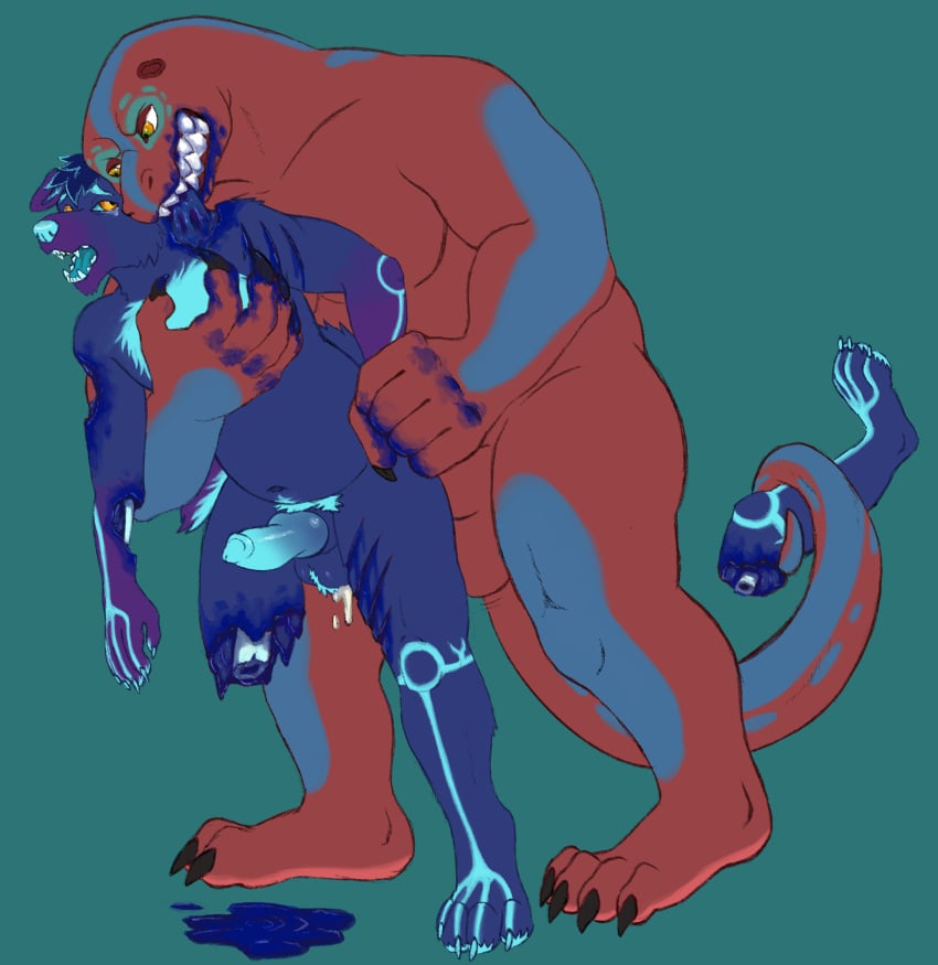 abuse anal anthro bite blood blue_blood bodily_fluids bone canid canine devilenby dismemberment duo fangs forced fur fur_markings gore hi_res lizard male male/male mammal markings nude prehensile_tail reptile scalie scratching severed_limb simple_background size_difference snuff tears unusual_blood unusual_bodily_fluids wounded