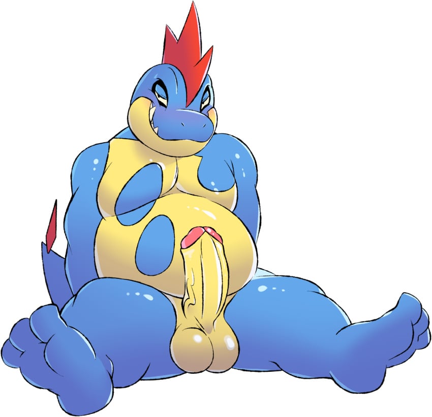 1boy alpha_channel anthro balls bedroom_eyes blue_body blush croconaw erection genitals hi_res male male_only moobs narrowed_eyes nintendo overweight overweight_anthro overweight_male penis pokémon_(species) pokemon seductive sitting smile smiling_at_viewer solo spread_legs spreading tderek99 video_games