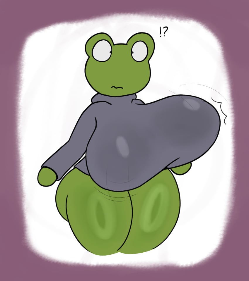 absurd_res amphibian anthro ass big_breasts big_butt bottomless breast_expansion breasts clothed clothing digital_media_(artwork) expansion female frog froggy_(google) google google_doodle green_body halloween hi_res holidays huge_breasts huge_butt magic_cat_academy non-mammal_breasts obsuniq partially_clothed robe simple_background solo thick_thighs wide_hips