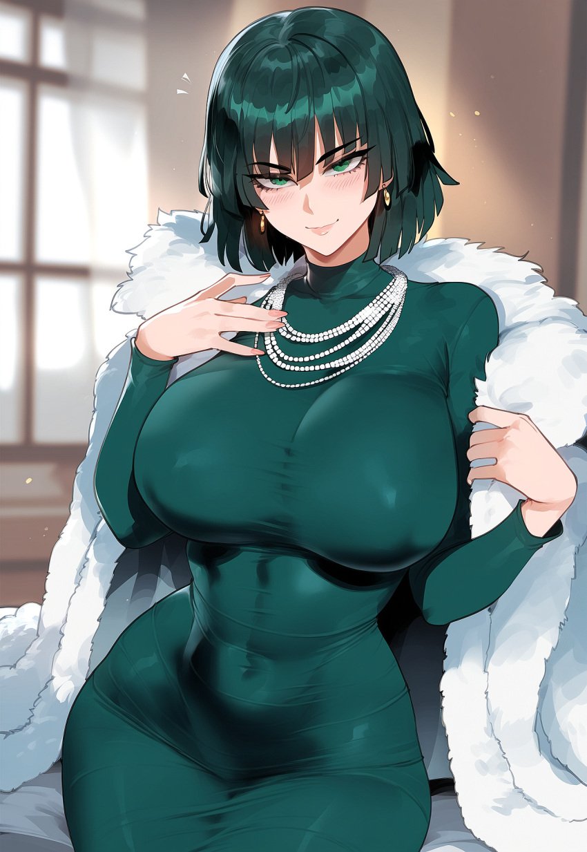 ai_generated artist_request bikini blush breasts feet female fubuki_(one-punch_man) green_eyes green_hair huge_breasts juuicyai massive_ass massive_breasts one-punch_man sweat