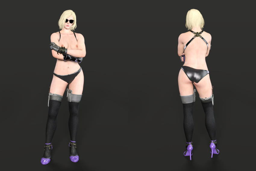 1girls blonde_hair breasts breasts_out female female_only milf model nina_williams sunglasses tekken tekken_8 zeneox