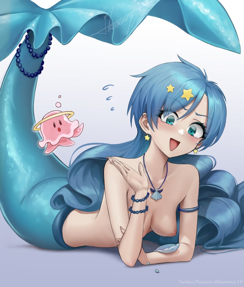 1girls blue_eyes blue_hair blue_tail blush boobs breasts earrings female female_focus hanon_hosho highres houshou_hanon ikemeru19 jpeg light-skinned_female light_skin long_hair mermaid mermaid_girl mermaid_melody_pichi_pichi_pitch mermaid_position mermaid_princess mermaid_tail seductive seductive_pose signature smile solo star_earrings tits young younger_female