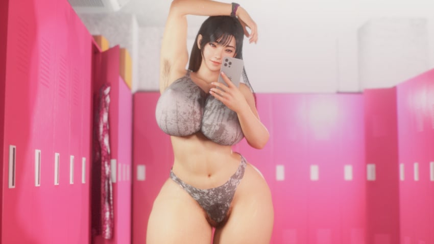 1girls 3d armpit_hair big_breasts black_hair bra breasts busty curvaceous curvy curvy_body curvy_female curvy_figure female gooey3d hairy hairy_armpits huge_breasts large_breasts original original_character smartphone voluptuous