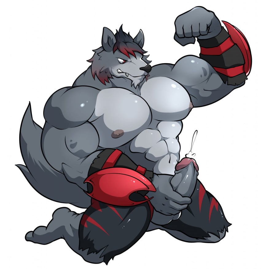 abs anthro balls bending_down biceps big_penis black_glans bodybuilder cock dick flexing_muscles furry horny jerking_off maldu male masturbating masturbation mike_lycaon_(moonlightstrider) muscles muscular orgasm pecs penis quads triceps wanking wolf wrestler