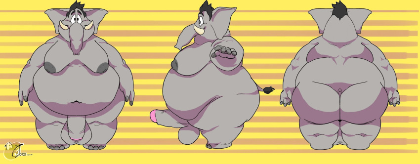 2021 anthro ass balls belly elephant elephantid erection flaccid genitals grey_body hi_res humanoid_genitalia humanoid_hands humanoid_penis male mammal model_sheet moobs multiple_poses navel nipples obese obese_male overweight overweight_male penis pose proboscidean shamenando solo