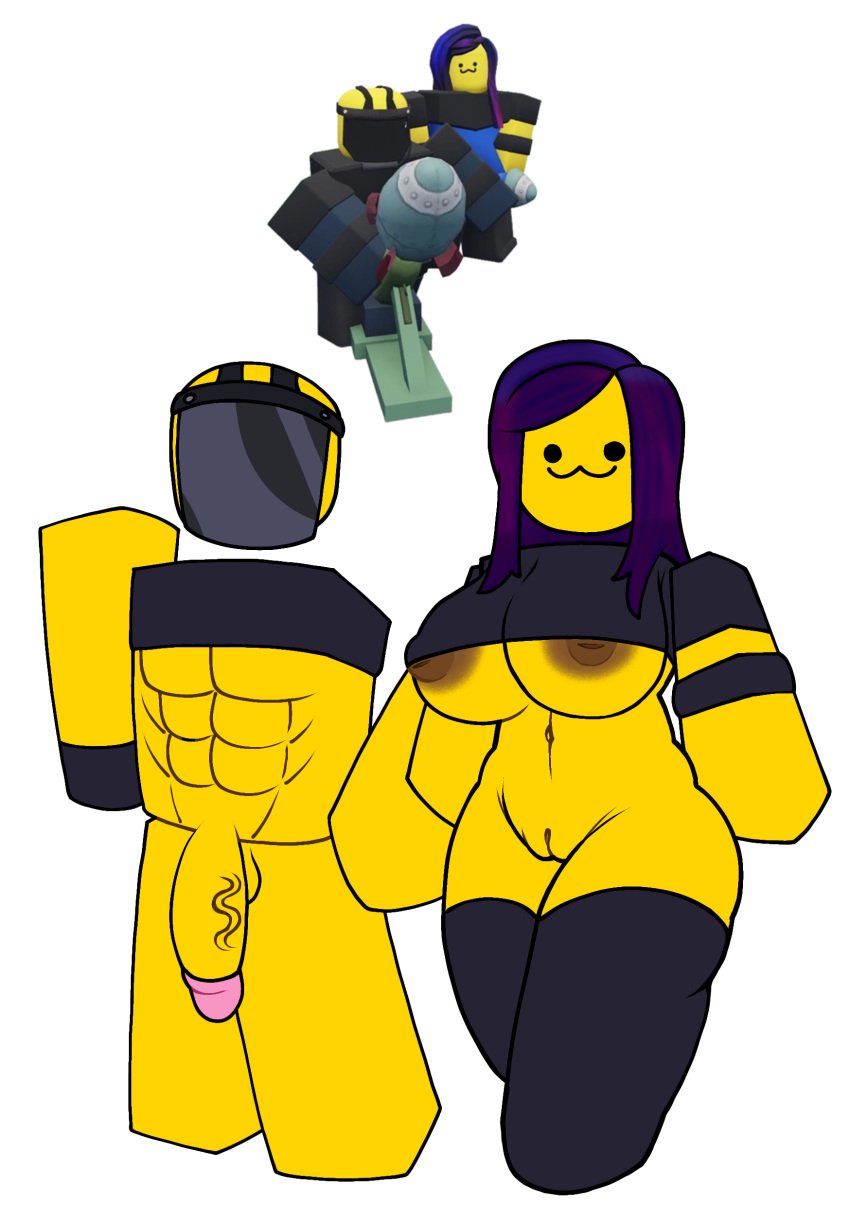 1boy 1girls :3 areolae artist_request big_breasts blocky_body breasts character_request dick doomspire_defense duo female first_porn_of_character genitals male mob_face mostly_nude nipples penis pussy reference_image roblox roblox_game robloxian source_request tagme thighs vagina visor white_background yellow_body yellow_penis yellow_skin