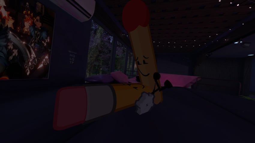 3d battle_for_dream_island bfdi bfdia color colored covering covering_crotch cowgirl_position female female/female female_only girl_on_bottom girl_on_girl humping lesbian match_(bfdi) no_visible_genitalia object_shows pencil_(bfdi) sex vrchat vrchat_avatar yuri