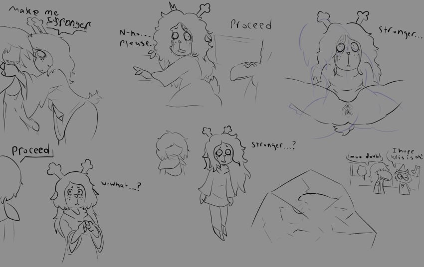 absurd_res anonymous_artist anthro cervid clothed clothed_sex clothing deltarune dominant dominant_human duo female genitals hair hi_res horn human humanoid kris_(deltarune) male male/female mammal mind_break monochrome noelle_holiday penis pussy questionable_consent ralsei sex snowgrave straight susie_(deltarune) undertale_(series) vaginal_penetration video_games