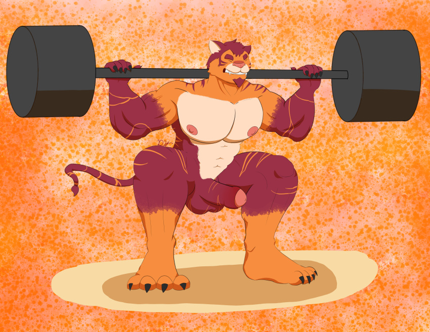 abs absurd_res anthro balls barazoku biceps big_balls clothed clothing crouching digital_media_(artwork) dumbasswolf erection feet felid feline fur genitals hair hi_res huge_filesize humanoid_genitalia humanoid_penis male mammal muscular muscular_anthro muscular_male nipples nude pantherine paws pecs penis simple_background solo spreading squatting_pose swimwear tail tiger toes topless