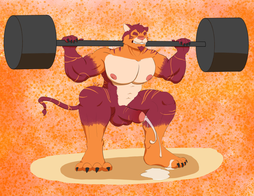 abs absurd_res anthro balls barazoku biceps bodily_fluids clothed clothing crouching cum cumshot digital_media_(artwork) dumbasswolf ejaculation erection feet felid feline fur genital_fluids genitals hair hi_res huge_filesize humanoid humanoid_genitalia humanoid_penis male mammal muscular muscular_anthro muscular_male nipples nude orgasm pantherine paws pecs penile penis simple_background solo spreading squatting_pose swimwear tail tiger toes topless