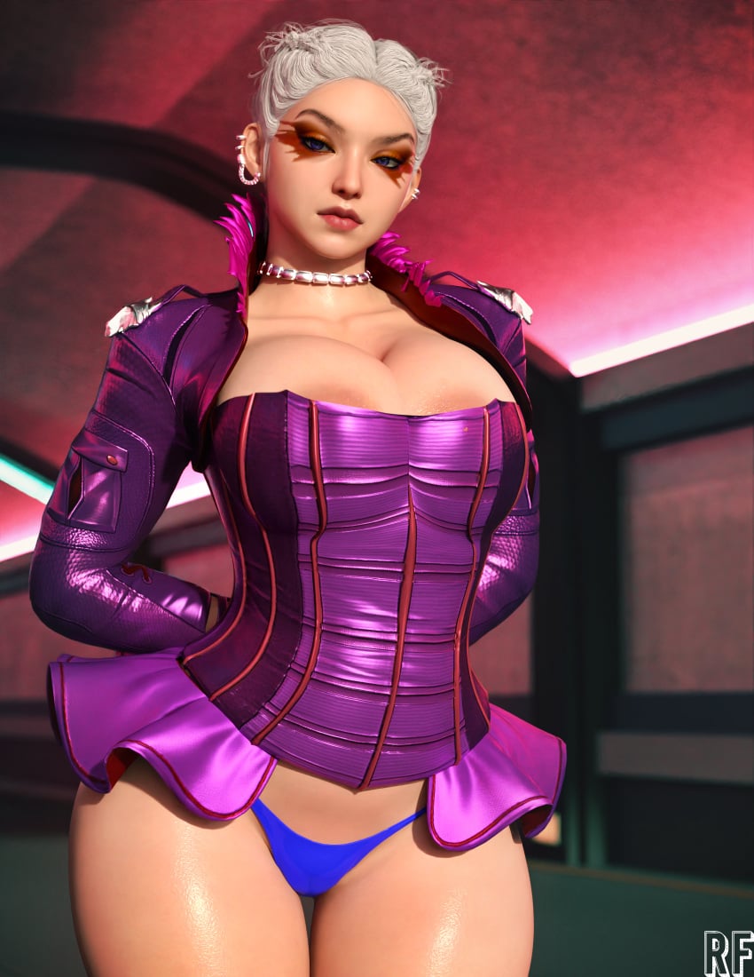 1girls 3d 3d_(artwork) 3d_render apex_legends areola_slip areolae big_breasts breasts call_of_duty female female_focus female_only izanami_(call_of_duty) izzy_(call_of_duty) light-skinned_female light_skin loba_(apex_legends) loba_(apex_legends)_(cosplay) purple_eyes revealing_clothes rude_frog white_hair