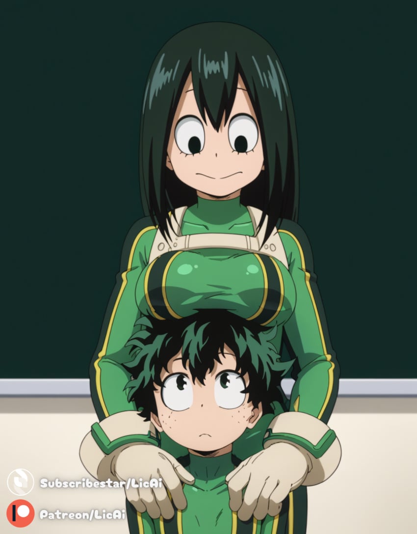 ai_generated anime big_breasts boku_no_hero_academia deku huge_cock izuku_midoriya midoriya_izuku my_hero_academia tsuyu_asui