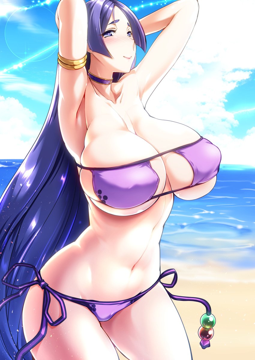 1girls big_breasts blush blush blushing_at_viewer breasts curvaceous curvy curvy_female ebido fate/grand_order fate_(series) female female_focus female_only hi_res highres hourglass_figure huge_breasts large_breasts long_hair looking_at_viewer minamoto_no_raikou_(fate) minamoto_no_raikou_(fate/grand_order) minamoto_no_raikou_(swimsuit_lancer) mommy navel slim_waist smile smiling smiling_at_viewer solo solo_female solo_focus tall thick_thighs thighs very_long_hair wide_hips