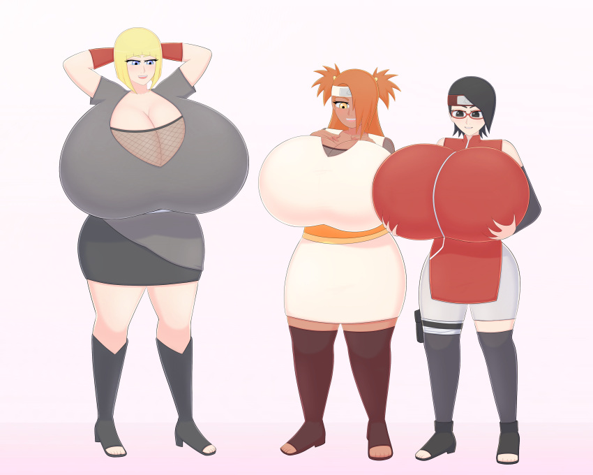 akimichi_chouchou alternate_breast_size armpits baosart big_breasts bimbo bimbofication blonde_hair boruto:_naruto_next_generations gigantic_breasts huge_breasts naruto ninja pink_hair samui sarada_uchiha