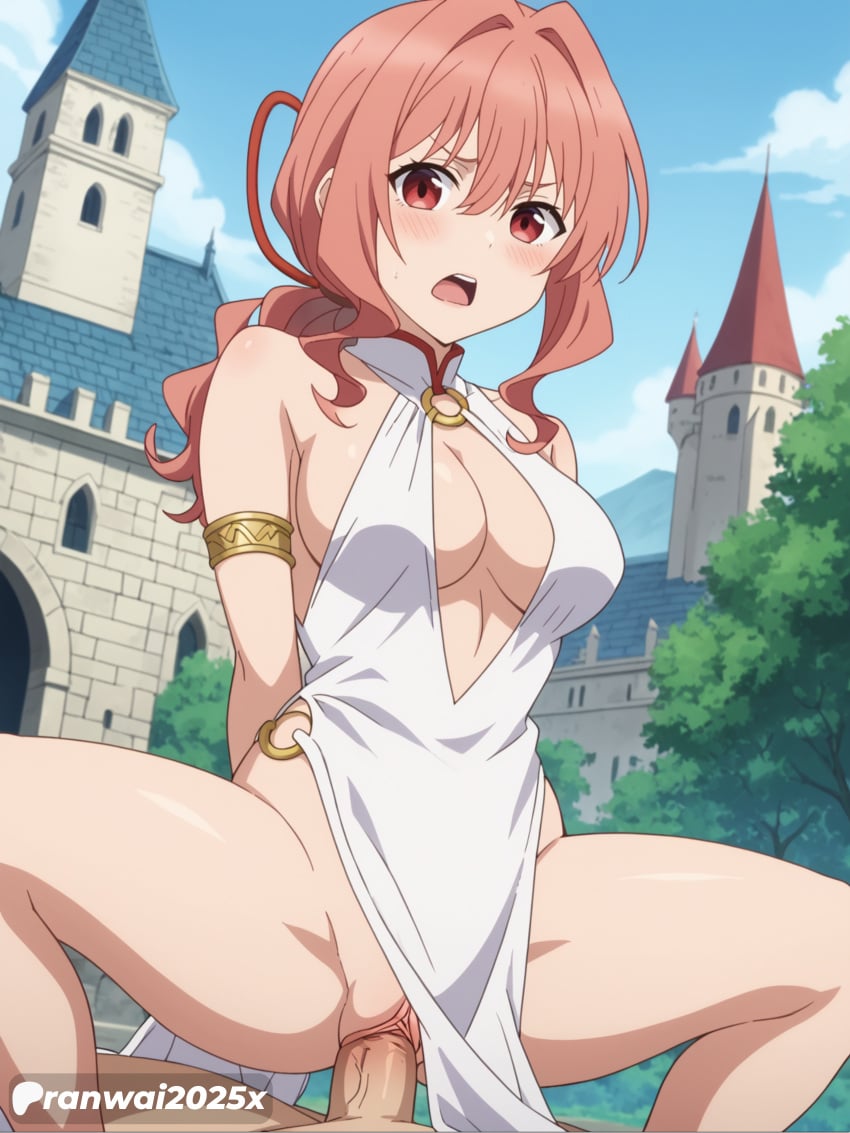 1girls ai_generated amagami-san_chi_no_enmusubi amagami_yuna anime breasts clothed_sex female goddess_dress large_breasts pussy ranwai2025x red_eyes red_hair sex uncensored vagina vaginal_penetration vaginal_sex