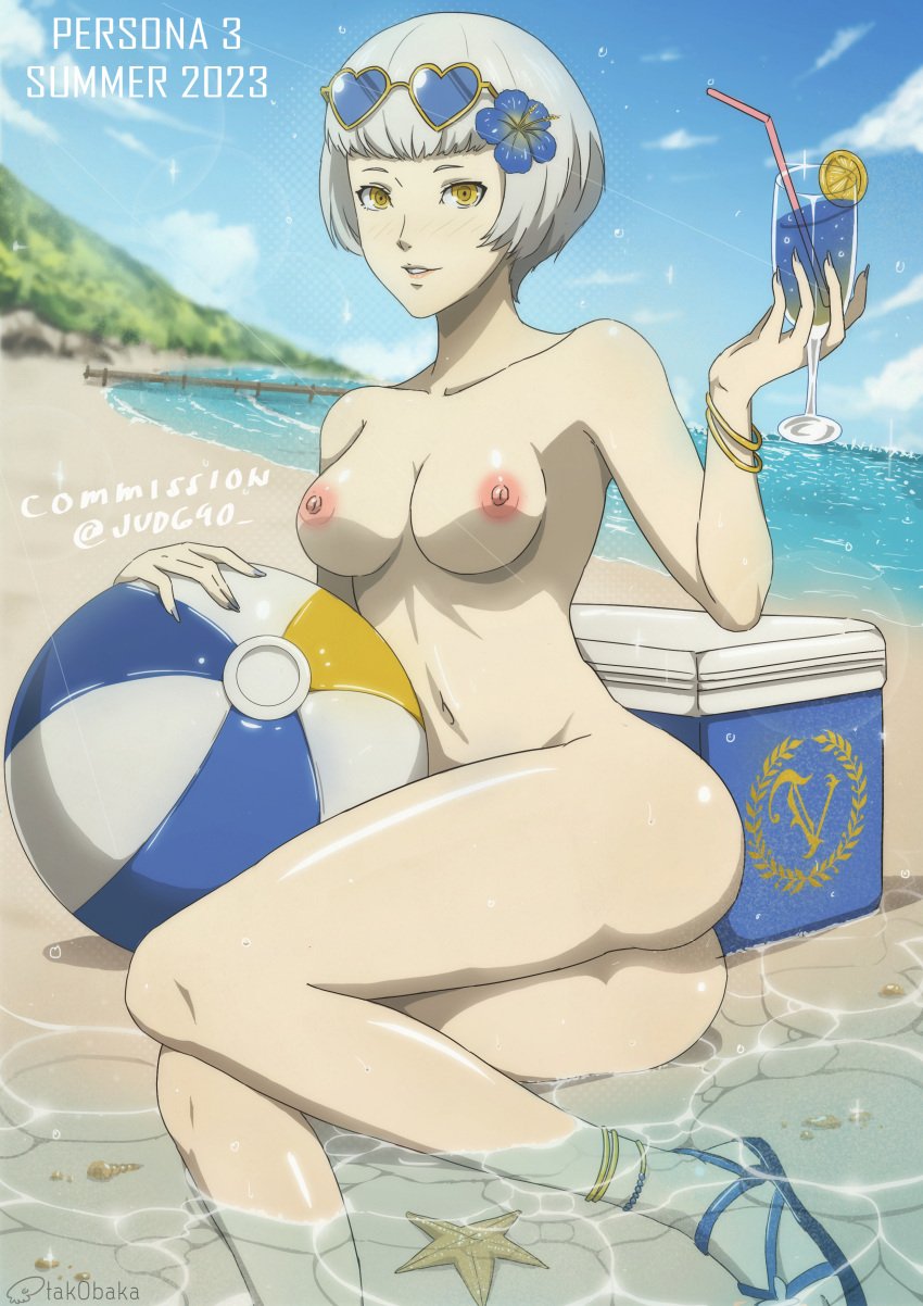 elizabeth_(persona) gold_eyes nude nude_female persona persona_3 tak0baka video_game_character white_hair