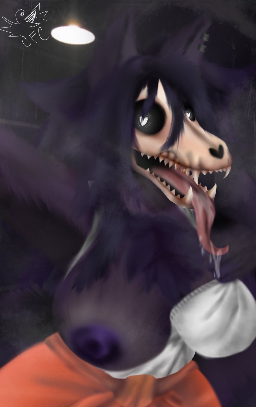 @colorful_crow big_breasts blush canine_skull dark_skin female fur furry horny mal0 mammal saliva_drip scp-1471 scp-1471-a solo tits_out