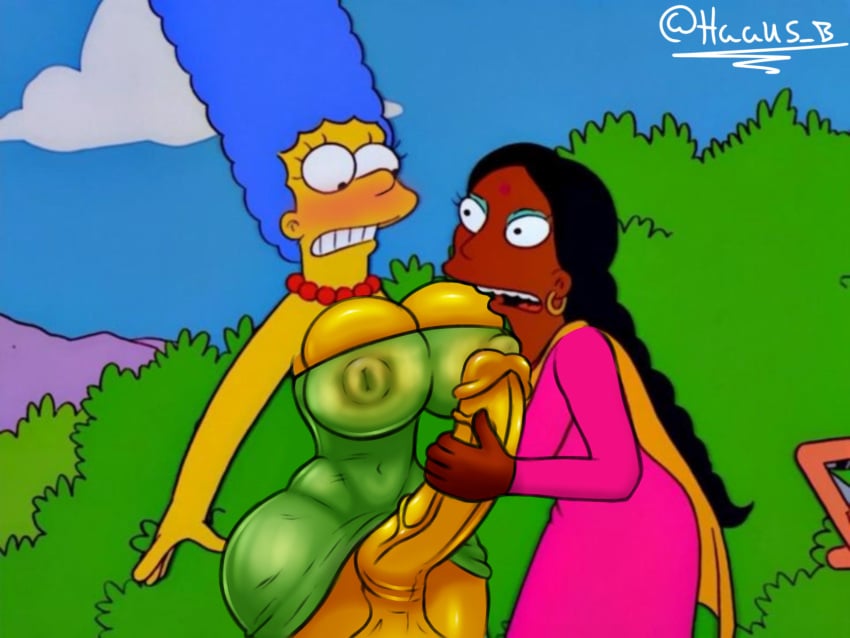 big_dick big_penis cock dick dickgirl dickgirl/female dress dress_pull dress_up futa_with_female futanari marge_simpson masturbating_futa masturbating_other masturbation penis penis_out signature suprised surprise_futa surprised_expression the_simpsons