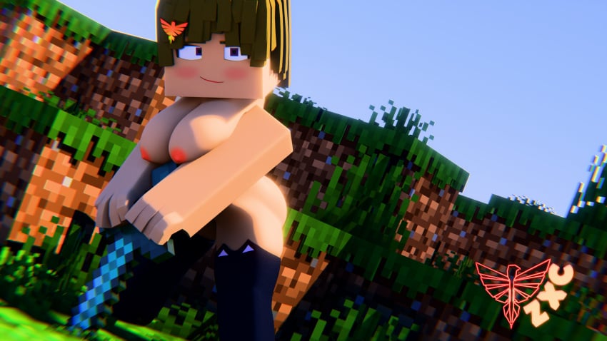 3d 3d_(artwork) 3d_render big_breasts blender blender3d blender_(artwork) blender_(software) blender_cycles blush breasts brown_hair cat_stockings cat_thighighs completely_naked completely_naked_female completely_nude completely_nude_female diamond_sword enigma_zxc female female_focus female_only female_solo looking_at_viewer minecraft naked naked_female naked_woman original_character purple_eyes self_upload smiling smiling_at_viewer standing stockings stockings_only sword tagme woman_focus woman_only