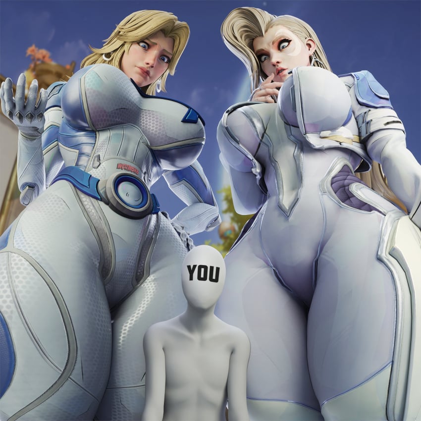 1boy 2girls 3d 3d_(artwork) absurd_res big_breasts bigger_female blonde_female blonde_hair blonde_hair_female breasts child_bearing_hips clothed clothed_female dagger_(marvel) dagger_(marvel_rivals) giantess hi_res hips invisible_woman invisible_woman_(marvel_rivals) larger_female marvel marvel_rivals mini_giantess mommy older_female pawg peace_sign shorter_male smaller_male sue_richards sue_storm suprised suprised_look tandy_bowen thick_thighs thighs wide_hips wotm8h8 younger_female_older_female