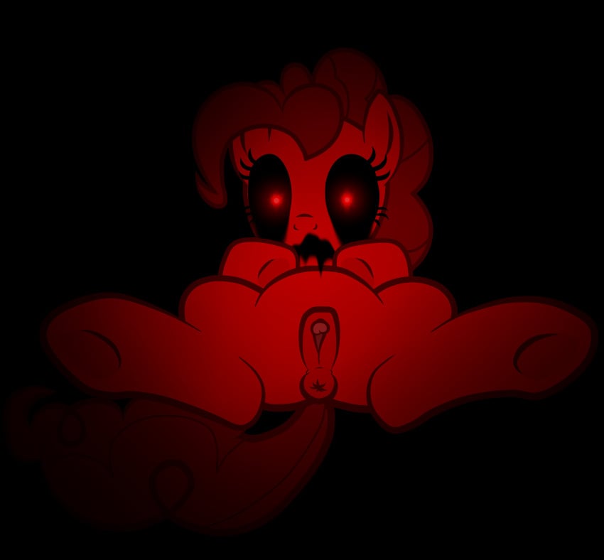 2025 absurd_res anus black_and_red black_background clitoris creepy creepypasta darkness demonic demonic_eyes digital_drawing_(artwork) digital_media_(artwork) equid equine female feral friendship_is_magic genitals hasbro hi_res hooves horse looking_at_viewer lying mammal maseru monochrome my_little_pony on_back pinkie_pie_(mlp) pony presenting presenting_anus presenting_pussy pussy red_eyes simple_background solo spread_legs spreading zalgo zalgo_(creepypasta) zalgopie