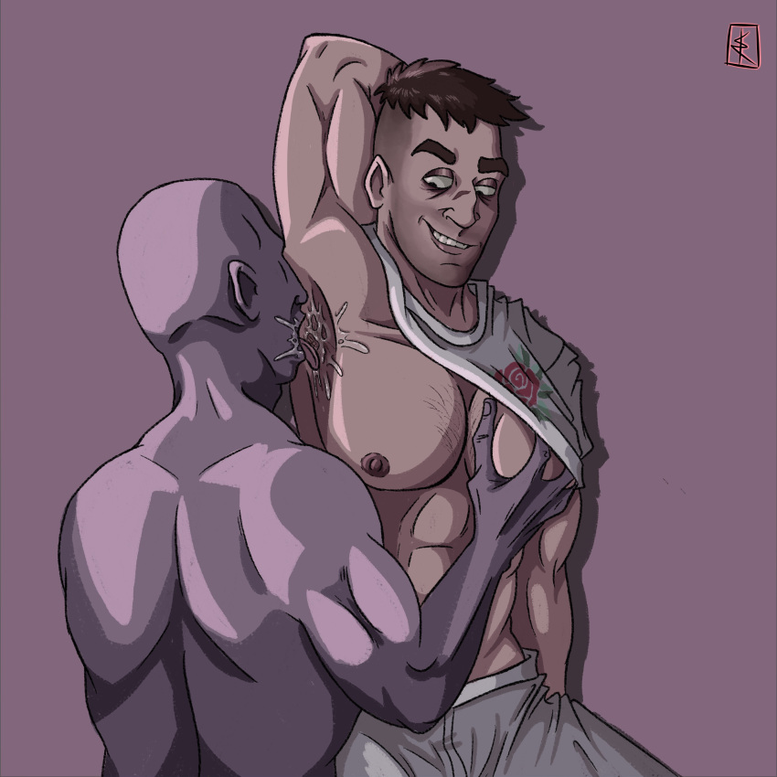 2d 2d_artwork abs anonymous_male armpit_fetish armpits david_king dbd dead_by_daylight gay grabbing grabbing_pecs homosexual kainko licking licking_armpit pecs tagme video_game_character video_games yaoi