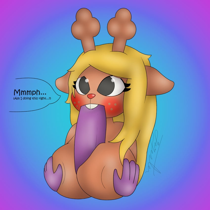 1:1 2021 absurd_res anthro antlers areola big_breasts big_penis big_pupils blonde_hair blush breast_grab breast_play breasts brown_body brown_skin bust_portrait capreoline cervid cute_expression cute_eyes deltarune dialogue digital_media_(artwork) disembodied_hand disembodied_penis duo english_text erection fellatio female female_penetrated freckles gazaster genitals gradient_background hair hand_on_breast hi_res horn humanoid_genitalia humanoid_penis looking_up male male/female male_penetrating male_penetrating_female mammal nipples no_irises noelle_holiday nude off_screen_character open_mouth oral oral_penetration paizuri penetration penile penis portrait pupils purple_body purple_penis purple_skin red_nose reindeer sex simple_background smile solo_focus susie_(deltarune) tan_body tan_skin teeth text titfuck titjob undertale_(series) video_games