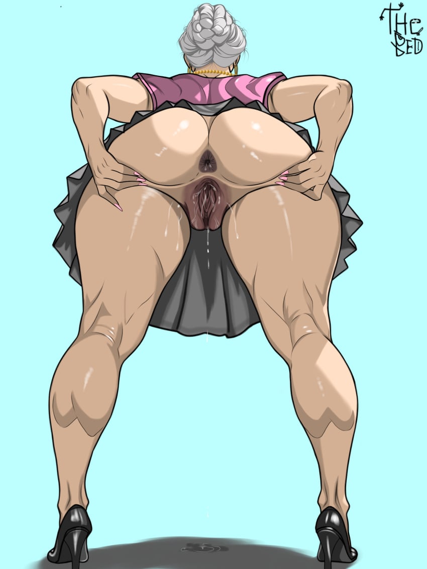 ass_focus ass_up asshole big_ass big_butt female_only gilf grandmother granny juicy_pussy mature mature_female original original_character pose pussy_ejaculation pussy_grip pussy_juice pussy_juice_drip pussy_juice_string pussy_lips sexy_pose showing_ass showing_pussy solo_female