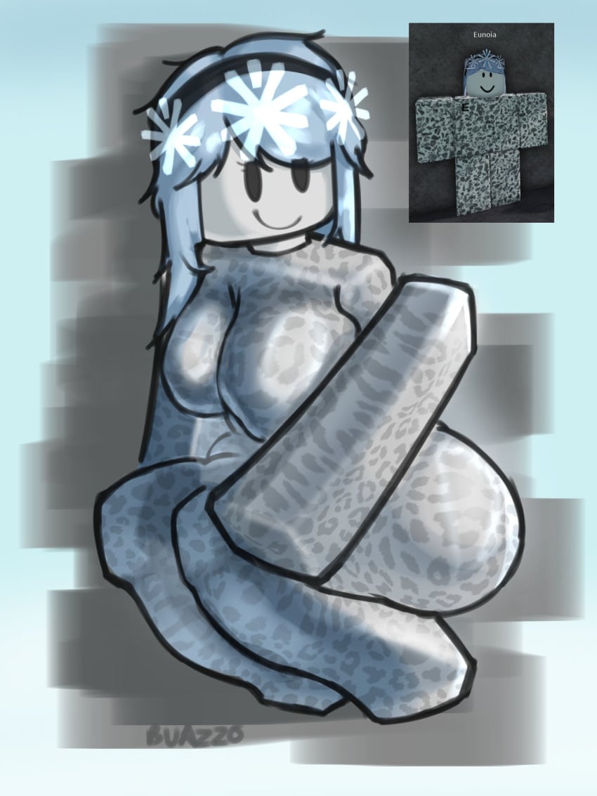 1female 1girl 1girls big_ass big_ass_(female) big_breasts blue_hair breasts buazzo bubble_ass bubble_butt clothed cyan_hair dream_game eunoia eunoia_(dream_game) pale_skin roblox smiling thick_ass thick_thighs white_skin