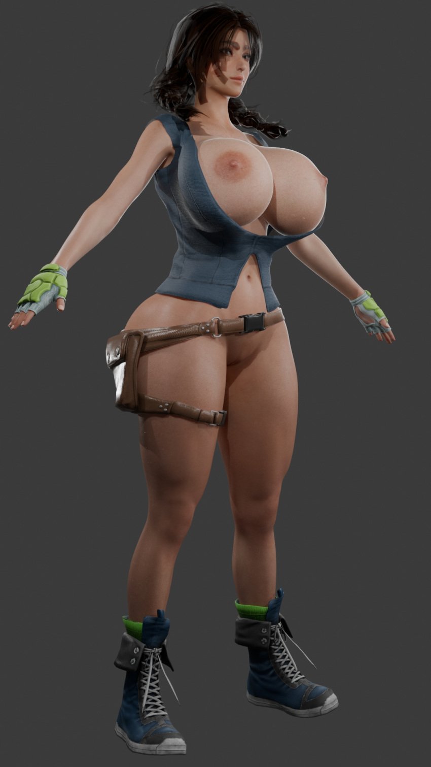 1girls 3d huge_ass huge_breasts julia_chang model nipples pussy solo tekken thick_thighs