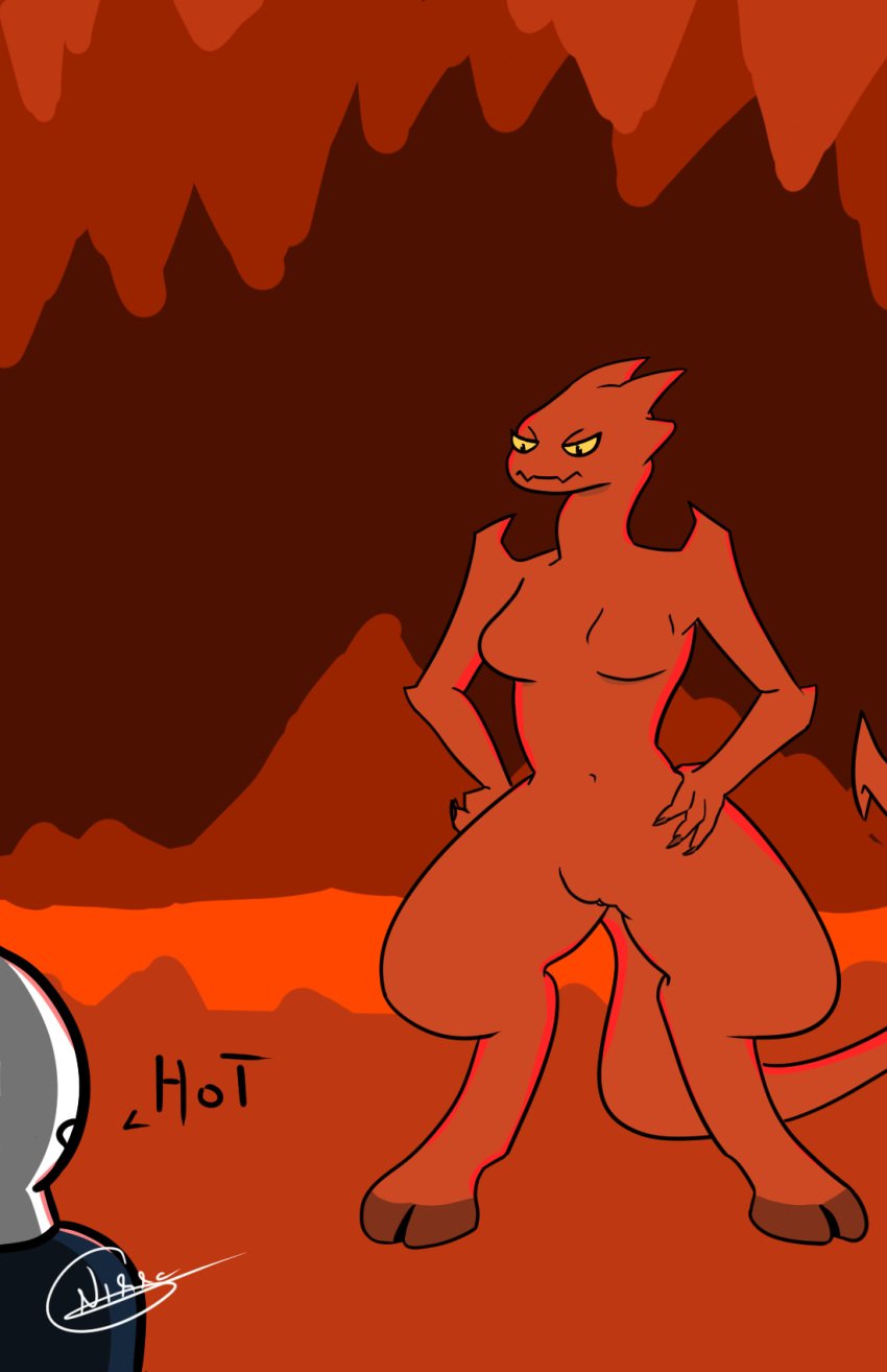 angry breasts demon duo exposed_breasts female genitals hell hi_res human humanoid lava lucia_(satina) male male/female mammal nikkora pussy satina_wants_a_glass_of_water volcanic_setting