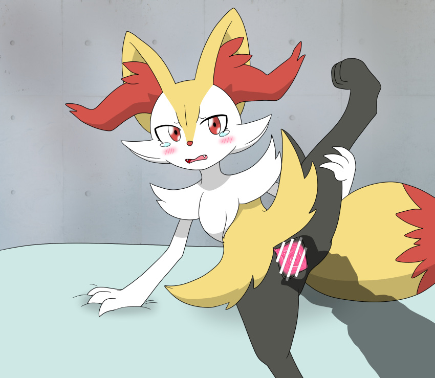 1boy 1girls anthro arm_shadow bar_censor bodily_fluids braixen calem_(pokemon) canid canine censor_bar censored cute_fangs digital_drawing_(artwork) digital_media_(artwork) disembodied_hand dominant dominant_human dominant_male duo faceless_male female female_focus female_on_human first_person_view flexible forced generation_6_pokemon genitals habataki_tsubasa hi_res human human_dominating_anthro human_on_anthro human_pov ineffective_censorship interspecies looking_at_viewer male/female male_on_anthro mammal nintendo one_leg_up open_mouth pokémon_(species) pokemon pokemon_(species) pokephilia presenting presenting_pussy pussy raised_leg sad simple_background splits spread_legs spread_pussy spreading standing submissive submissive_anthro submissive_female tears vertical_splits video_games