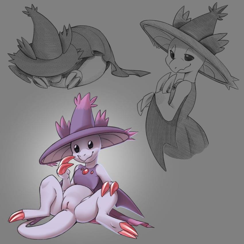 1:1 breloom cubow fan_character female fuse genitals hi_res mismagius multiple_poses nintendo no_humans pokémon_(species) pokemon pokemon_(species) pokemon_fusion pose pussy semi-anthro simple_background sleeping smile solo spreading video_games