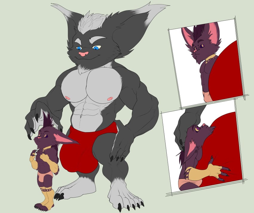 2021 4_fingers 5_toes absurd_res anthro anthro_on_anthro athletic athletic_anthro athletic_male balls_outline barefoot belly big_abs big_biceps big_bulge big_ears big_eyes big_head big_muscles big_quads big_triceps black_claws black_sclera blue_eyes bristol bulge bulge_grab chin_tuft claws closed_frown closed_smile clothed clothing digital_drawing_(artwork) digital_media_(artwork) duo ear_tuft eyebrows facial_tuft fan_character feet fingers flat_colors fluffy_cheeks fluffy_ears forced full-length_portrait fur genital_outline green_background grey_beard grey_ears grey_hair grey_inner_ear grey_markings hair hand_on_head head_grab hi_res huge_bulge huge_muscles huge_pecs humanoid_hands hyper hyper_bulge imminent_sex james_(w01fy) larger_anthro larger_male league_of_legends legs_together long_hair looking_at_bulge looking_down_at_partner macro mahotis_(bristol) male male/male mammal markings micro micro_on_macro mohawk muscle_size_difference muscular navel nipples obliques penis_outline pink_inner_ear pink_nipples pink_nose pink_speedo plantigrade portrait pupils purple_belly purple_body purple_chest purple_eyebrows purple_feet purple_fur purple_hair purple_pupils questionable_consent red_speedo riot_games serratus simple_background size_difference skimpy slim_anthro slim_male smaller_anthro smaller_male standing surprise three-quarter_view toes topless topless_anthro topless_male tuft video_games yellow_eyes yordle