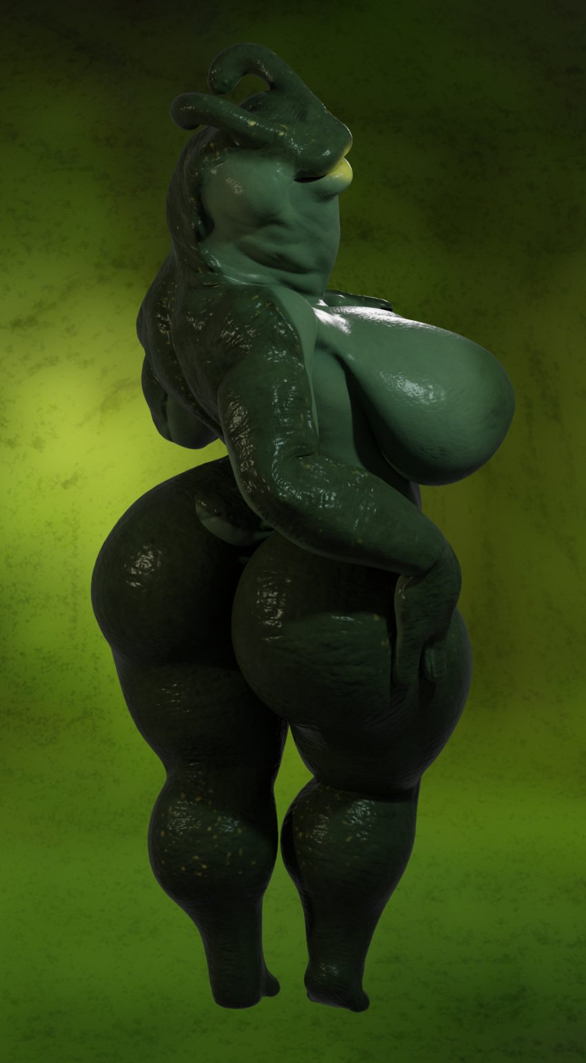 1girls 3_fingers 3d absurd_res anthro ass big_breasts big_butt blender_(software) breasts curvy_figure digital_media_(artwork) female fingers gastropod green_body hi_res huge_breasts huge_butt huge_thighs lips looking_at_viewer mollusk overweight schoal slug slug_(wattchewant) solo thick_lips thick_thighs voluptuous wide_hips