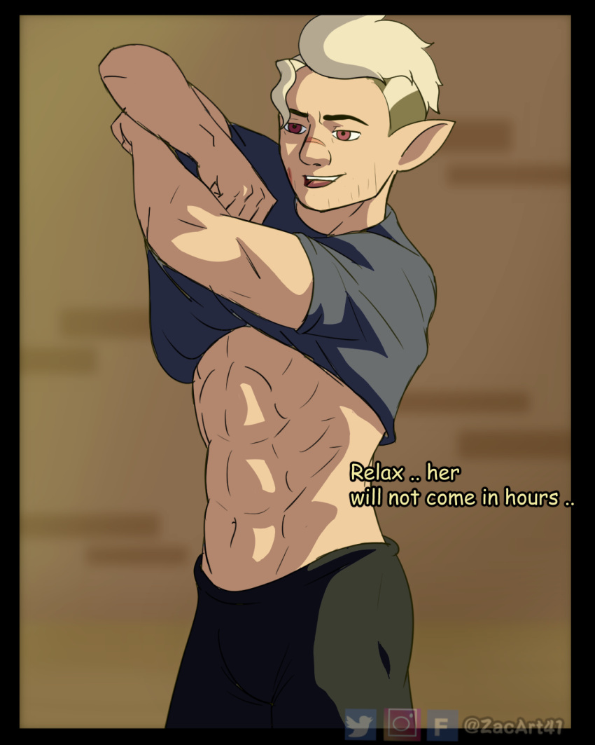 1boy abs blonde_hair comic comic_page disney fancomic hunter_(the_owl_house) male male_only muscle ntr ship solo straight_hair the_owl_house zacart41