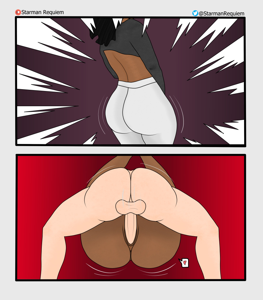 1boy 1girls adult backround balls big_ass big_balls big_breasts big_butt big_muscles big_penis black_hair chat clothed clothed_female clothes clothing dark-skinned_female dominant dominant_male drawing drawn female female_focus female_penetrated human_only humanoid humanoid_genitalia humanoid_penis instant_loss instant_loss_2koma light-skinned_male male male_penetrating mating_press original owned pale-skinned_female panels penis press pussy rape raped starrequiem submissive submissive_female text text_bubble