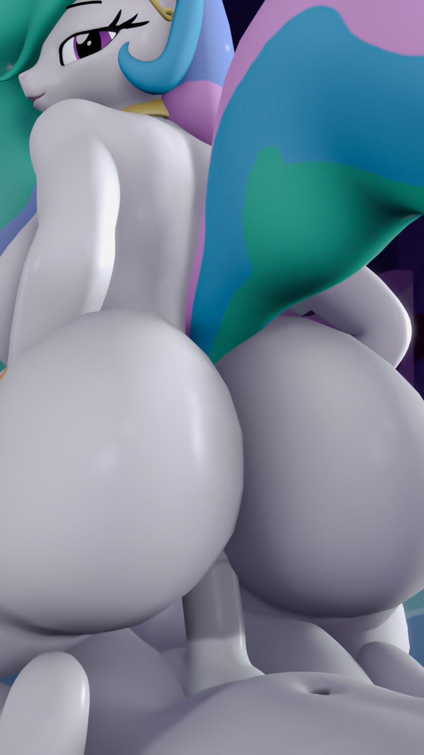 3d_(artwork) anthro anthrofied ass big_butt cm26 digital_media_(artwork) equid equine female female_on_top female_penetrated friendship_is_magic genitals hi_res male male/female male_penetrating male_penetrating_female mammal my_little_pony on_bottom on_top penetration penis princess_celestia_(mlp) reverse_cowgirl_position sex