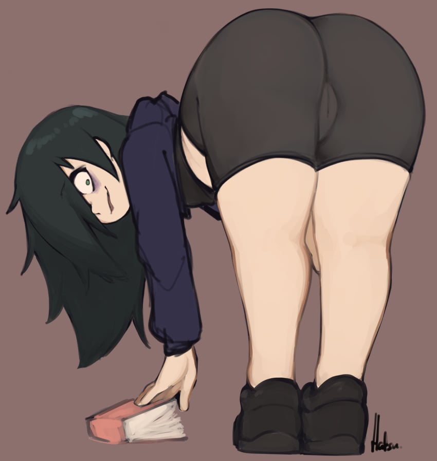 bending_over bent_over big_ass black_hair cameltoe clothing eye_bags female fully_clothed hatsumiilkshake hi_res kuroki_tomoko large_ass pussy_visible_through_clothes solo watashi_ga_motenai_no_wa_dou_kangaetemo_omaera_ga_warui!