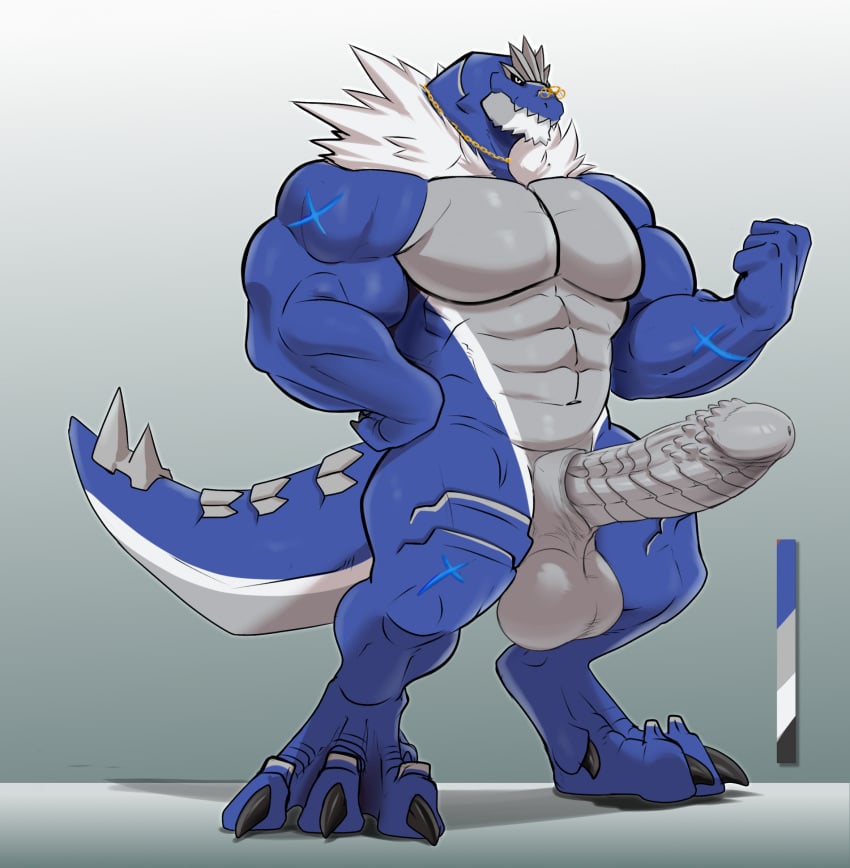 anthro balls bara barazoku big_balls big_penis boner dinosaur erection gay glasses male male_only muscles muscular nintendo nude penis pokemon scalie shiny_pokemon solo solo_male tyrantrum valentine_eisenberg