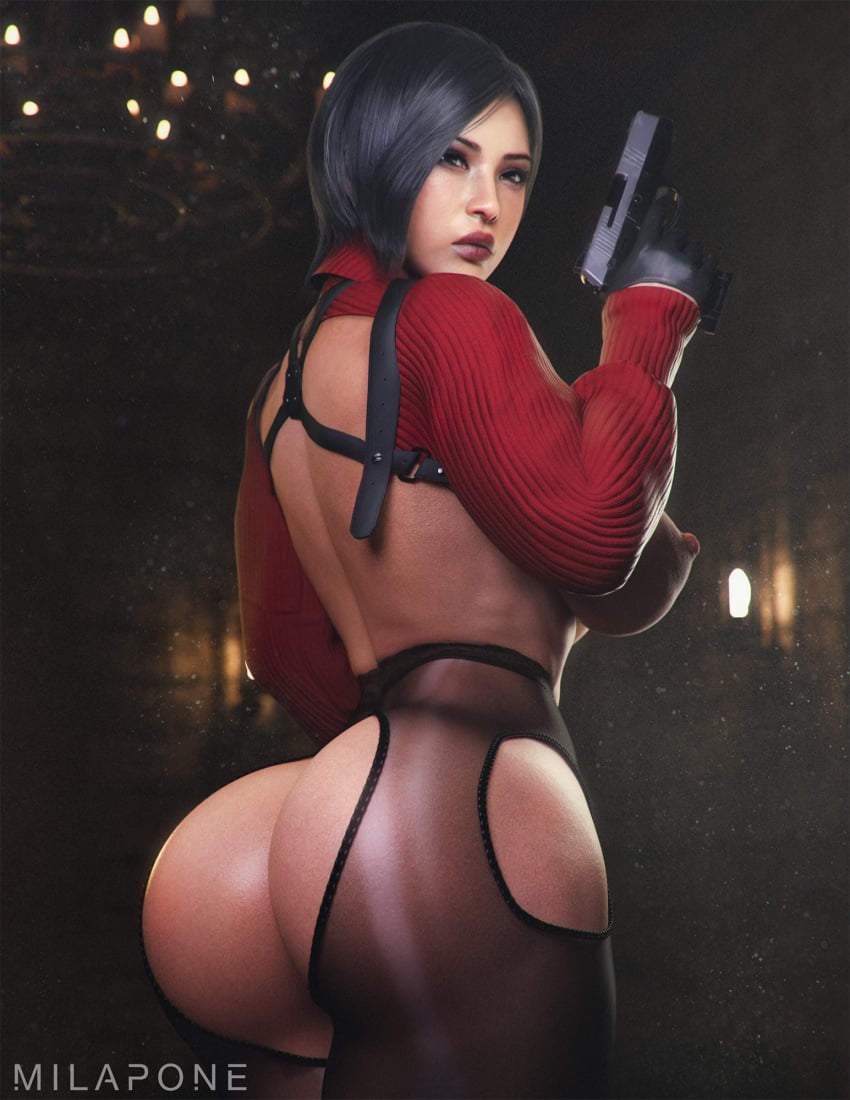 1girls 3d ada_wong ada_wong_(adriana) areolae asian asian_female ass big_ass big_breasts black_hair breasts breasts_out capcom exposed_breasts female female_focus female_only hourglass_figure makeup milapone nipples nude nude_female nudity paag pose posing resident_evil resident_evil_4 resident_evil_4_remake short_hair solo sweater thick_thighs turtleneck_sweater wide_hips