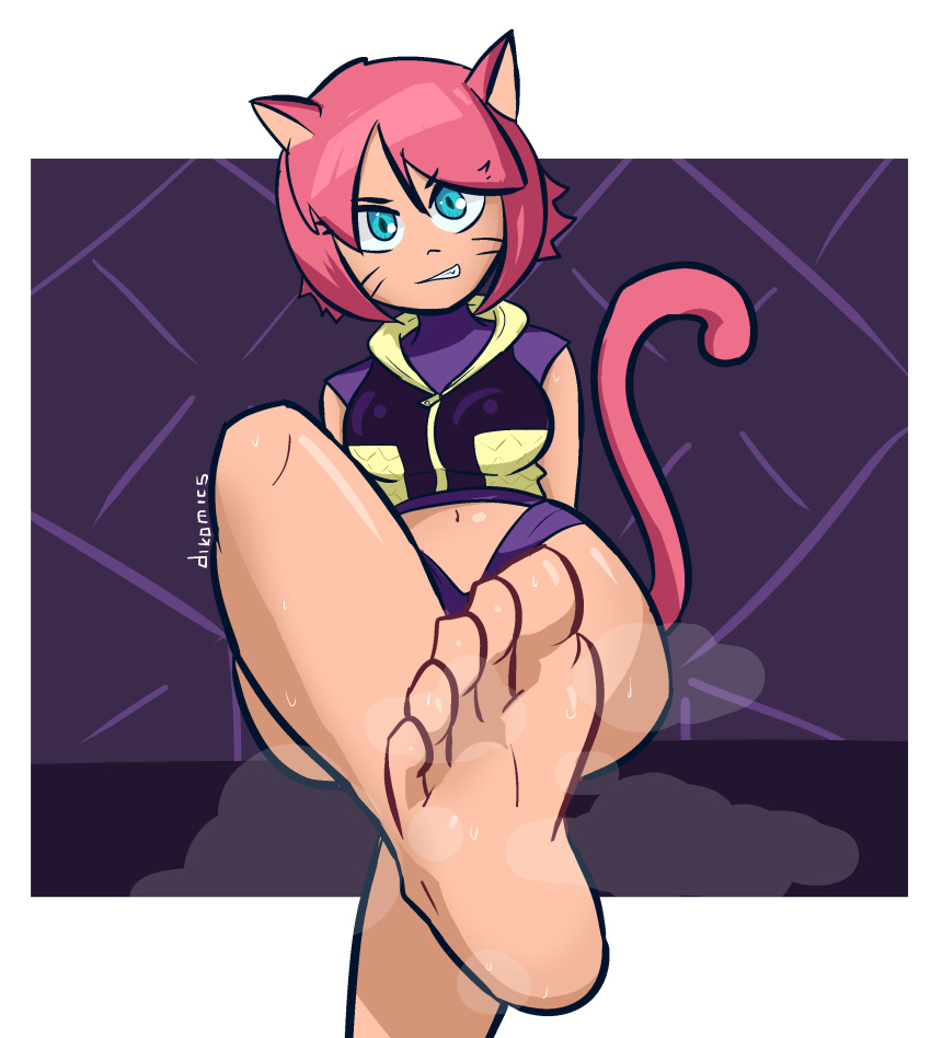 blade_kitten cat_ears dikomics feet female kit_ballard showing_off solo