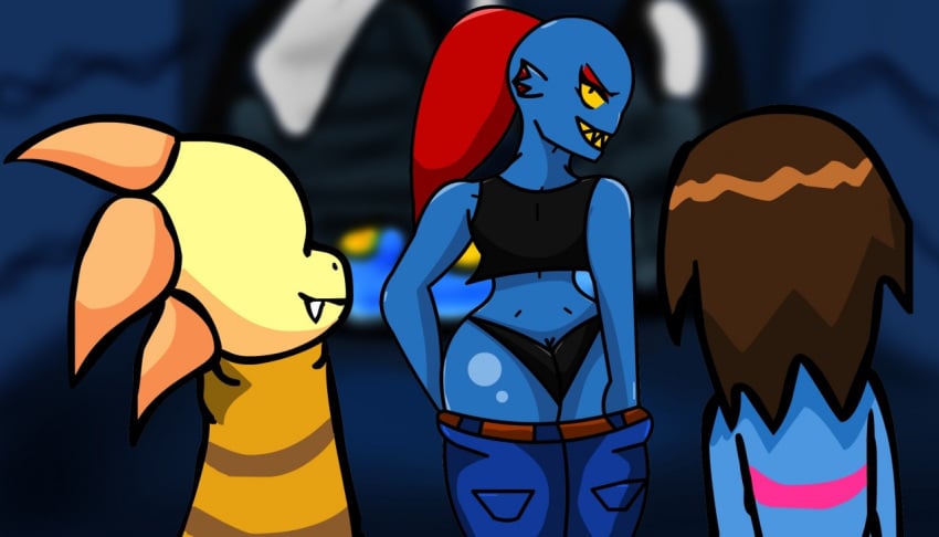 aged_up ass breasts frisk monster_kid toby_fox undertale undertale_(series) undyne